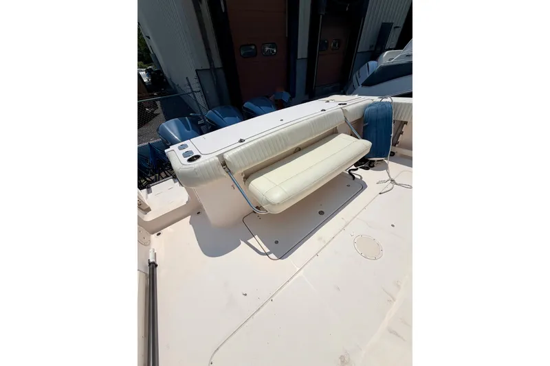 Slide: The Image of 2011 Grady-White Canyon 366 boat with foldable seating and clean deck. - 25