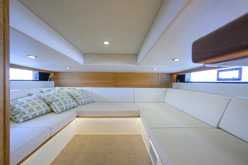 Slide: The Image of Luxurious interior of 2023 De Antonio Yachts D42 Open, featuring elegant seating and modern design. - 43