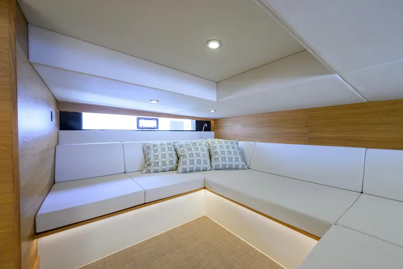 Slide: The Image of Luxurious interior of 2023 De Antonio Yachts D42 Open with modern seating and elegant design. - 45