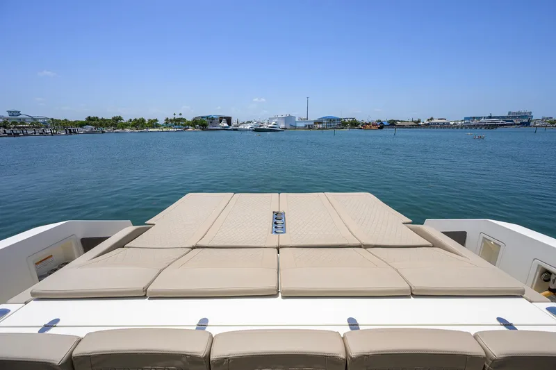 Slide: The Image of 2023 De Antonio Yachts D42 Open with spacious sun deck overlooking marina. - 49