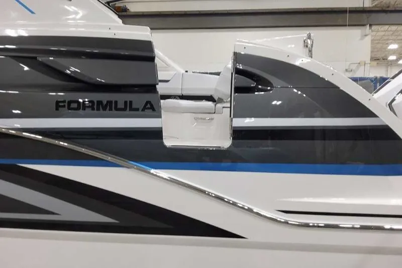 Slide: The Image of 2027 Formula 360 Crossover Bowrider OB, sleek design with modern graphics. - 16