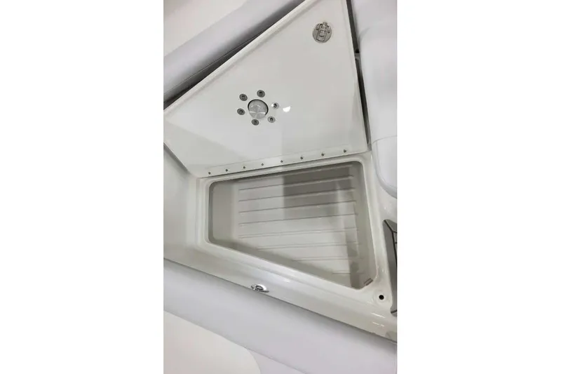 Slide: The Image of Storage compartment of 2027 Formula 360 Crossover Bowrider OB boat, open and empty. - 53