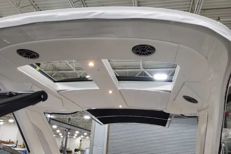Slide: The Image of 2027 Formula 360 Crossover Bowrider OB interior roof with speakers and lighting. - 57