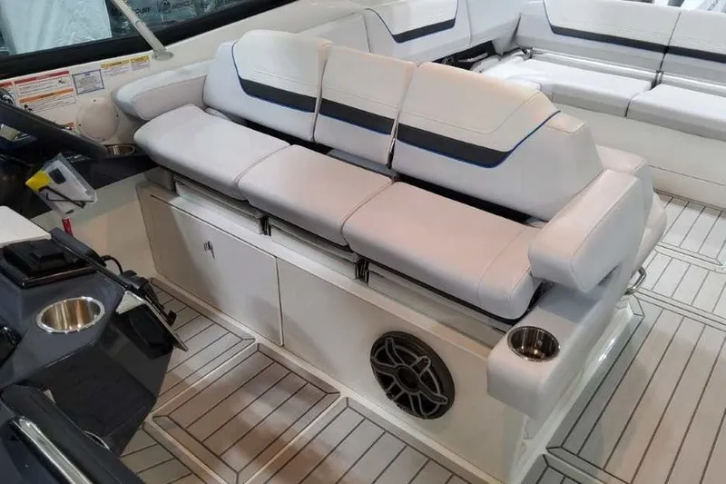 Slide: The Image of 2027 Formula 360 Crossover Bowrider OB interior with plush seating and modern design. - 36