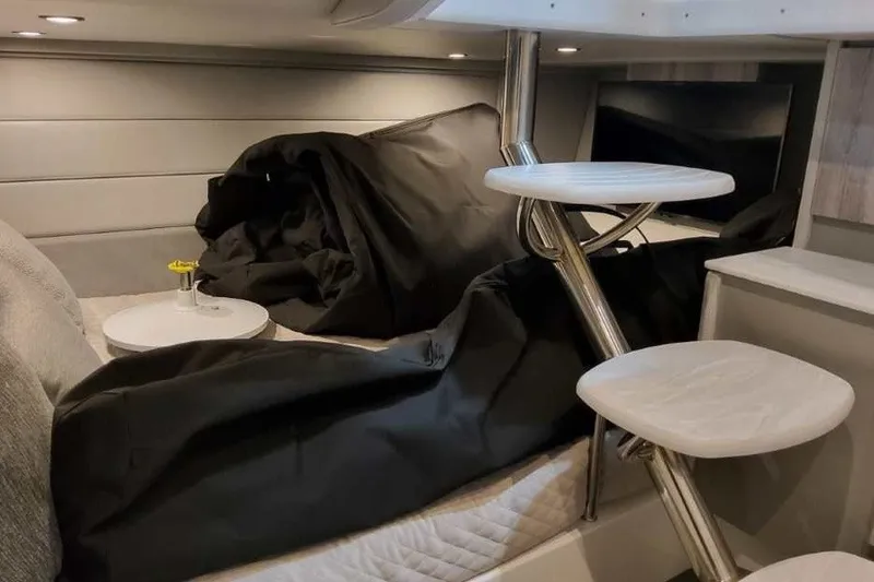 Slide: The Image of Interior cabin of 2027 Formula 360 Crossover Bowrider OB with modern furnishings. - 67