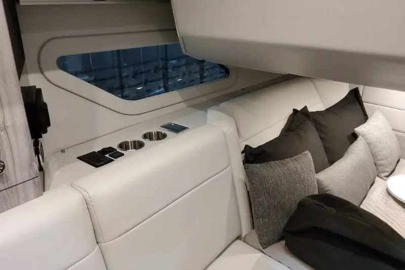 Slide: The Image of Luxurious interior of 2027 Formula 360 Crossover Bowrider OB with plush seating and modern design. - 65