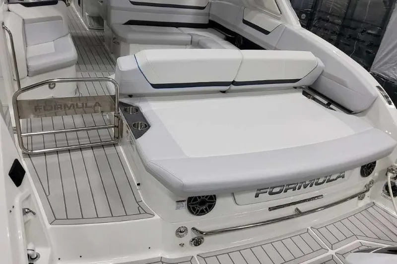 Slide: The Image of 2027 Formula 360 Crossover Bowrider OB, luxurious seating and sleek design. - 17