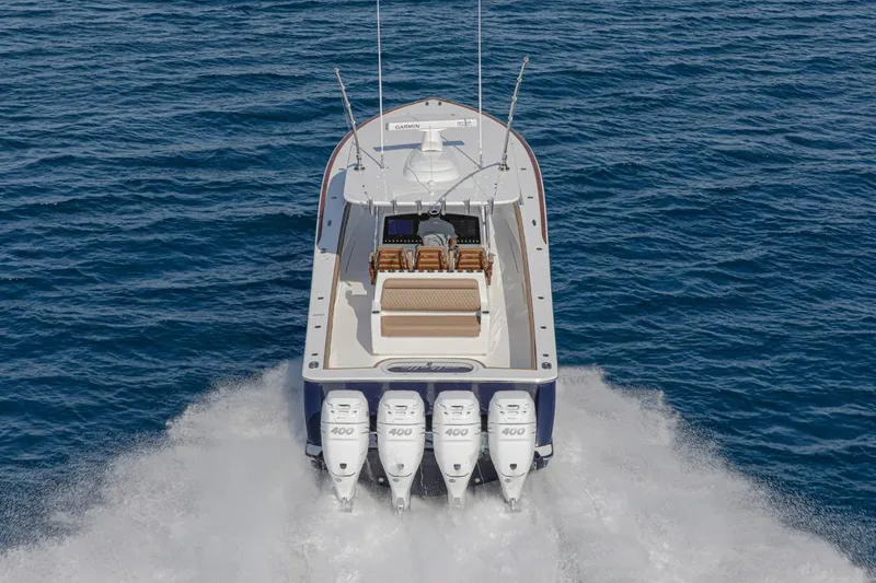 Slide: The Image of 2026 Valhalla Boatworks V-41 cruising on open water with four powerful engines. - 17