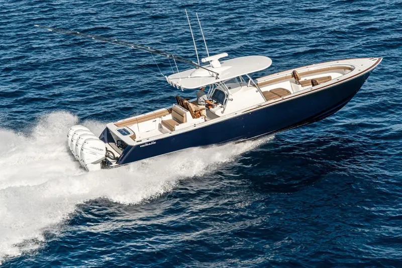 Slide: The Image of 2026 Valhalla Boatworks V-41 cruising on open ocean waters. - 3