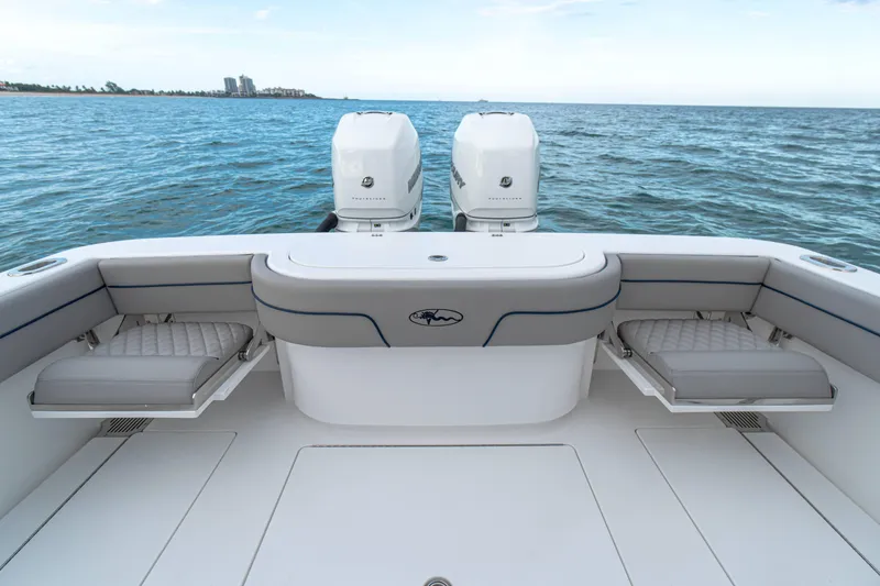 Slide: The Image of 2027 Valhalla Boatworks V-33 with twin engines on open water. - 15
