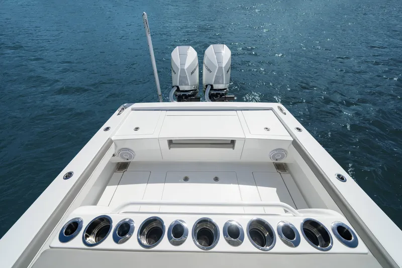 Slide: The Image of 2027 Valhalla Boatworks V-29 Hybrid with dual engines on open water. - 9