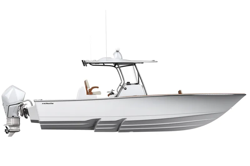 The Image of 2027 Valhalla Boatworks V-29 Hybrid, sleek white design, side view. - 0