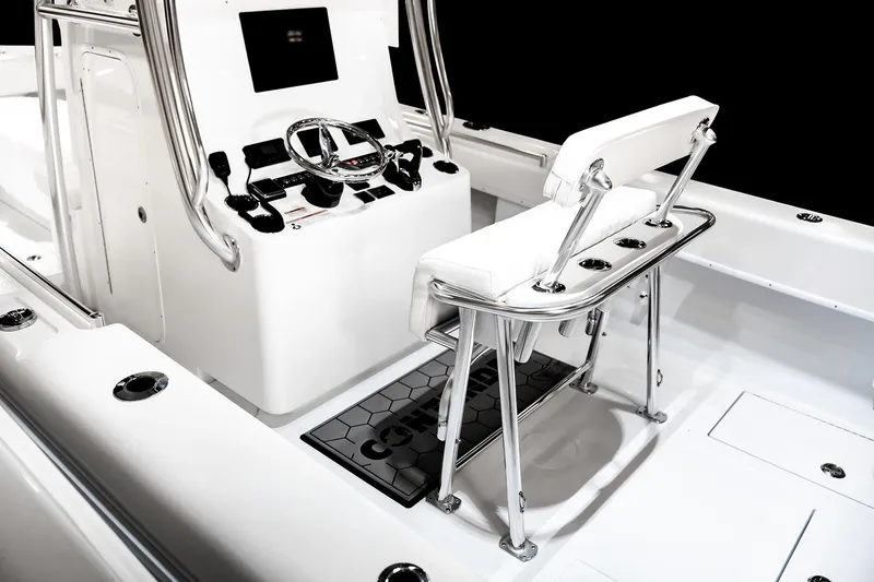 Slide: The Image of Manufacturer Provided Image: 2026 Contender 28 Tournament boat interior with sleek console and seating. - 5
