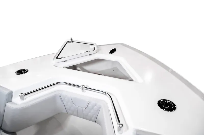 Slide: The Image of Manufacturer Provided Image: 2026 Contender 30 ST boat bow with sleek white design and stainless steel accents. - 7