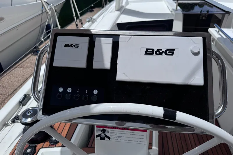 Slide: The Image of B&G navigation system on 2022 Beneteau Oceanis 46.1 yacht steering console. - 13
