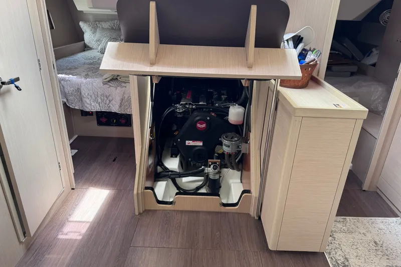 Slide: The Image of Engine compartment of a 2022 Beneteau Oceanis 46.1 yacht, showcasing interior design and layout. - 54