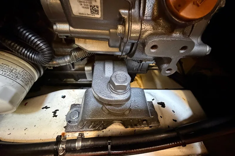 Slide: The Image of Engine component of a 2017 Beneteau Oceanis 45 sailboat, featuring detailed mechanical parts. - 52
