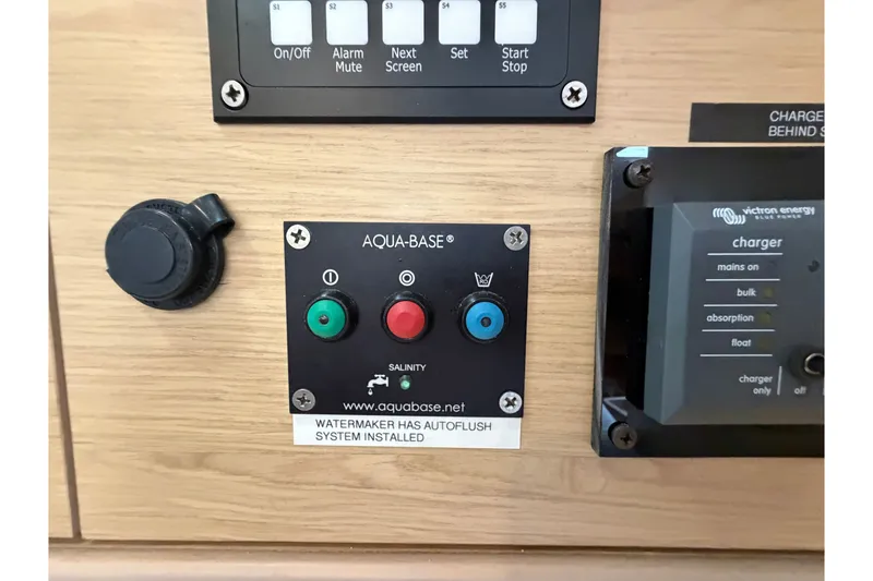 Slide: The Image of Control panel of a 2017 Beneteau Oceanis 45 yacht with Aqua-Base watermaker system. - 57