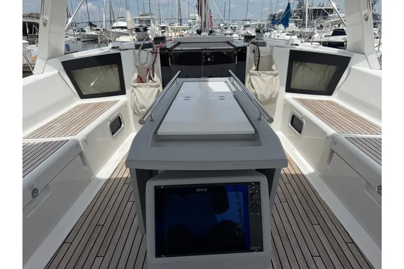 Slide: The Image of Cockpit of 2017 Beneteau Oceanis 45 yacht with modern navigation equipment. - 20