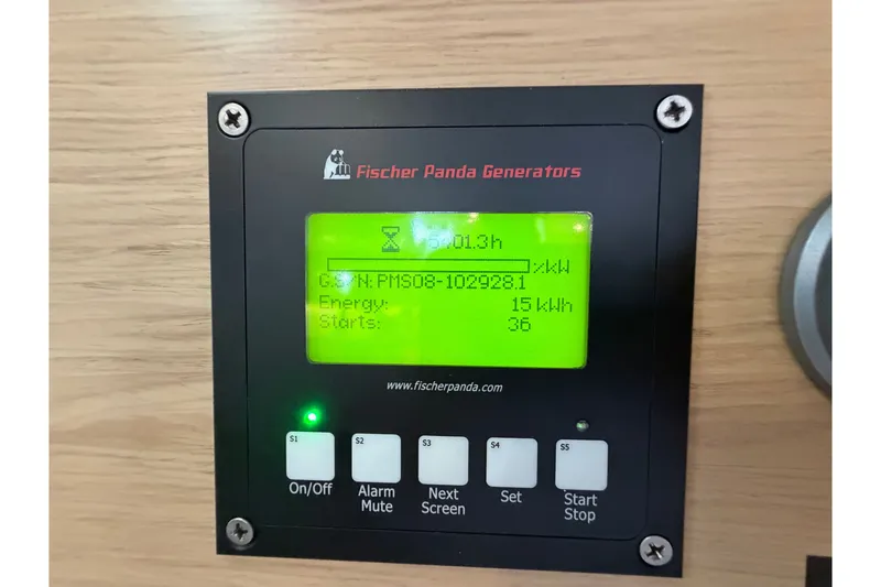 Slide: The Image of Fischer Panda generator control panel on 2017 Beneteau Oceanis 45 yacht. - 52