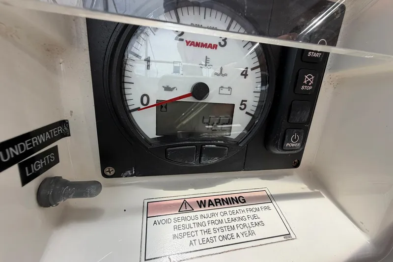 Slide: The Image of Yanmar engine control panel on a 2017 Beneteau Oceanis 45 sailboat. - 53