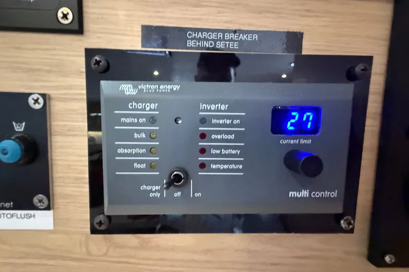 Slide: The Image of Control panel of a 2017 Beneteau Oceanis 45 sailboat with Victron Energy charger. - 61