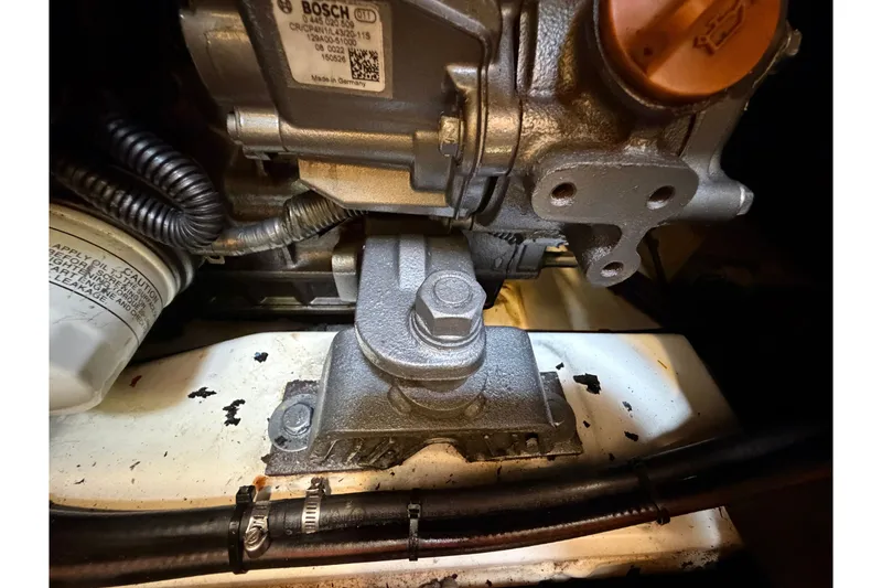 Slide: The Image of Engine component of a 2017 Beneteau Oceanis 45 sailboat, featuring Bosch parts. - 49