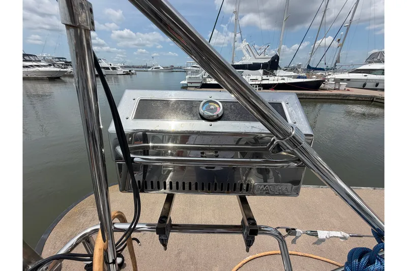 Slide: The Image of Stainless steel grill on Beneteau Oceanis 45 yacht, docked at marina, 2017 model. - 62