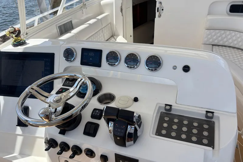 Slide: The Image of Helm of 2006 Intrepid 377 Walkaround with modern controls and gauges. - 15
