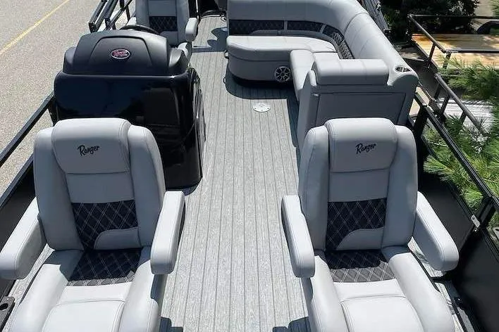 Slide: The Image of 2026 Ranger 220F boat interior with luxurious seating and modern design. - 5