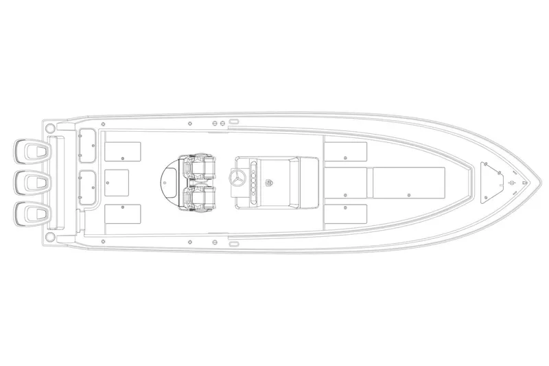 Slide: The Image of Manufacturer Provided Image: Top view line drawing of 2026 Contender 35 ST boat layout. - 9