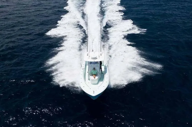 Slide: The Image of Manufacturer Provided Image: Contender 35 ST 2026 boat on open sea, aerial view. - 3