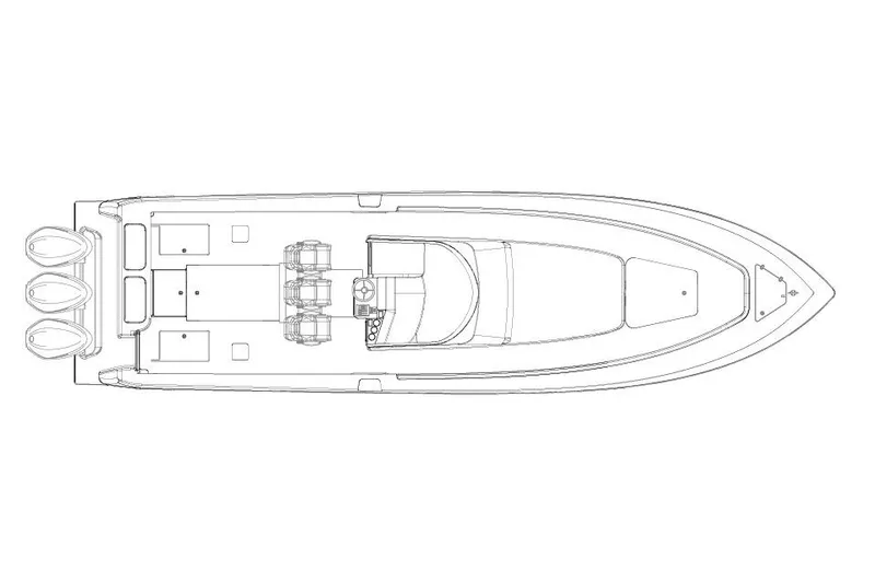 Slide: The Image of Manufacturer Provided Image: Top view line drawing of 2026 Contender 39 Fisharound boat layout. - 11