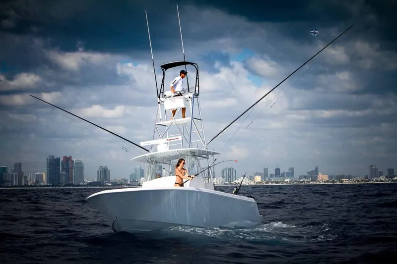 Slide: The Image of Manufacturer Provided Image: 2026 Contender 39 Fisharound boat on open water - 2
