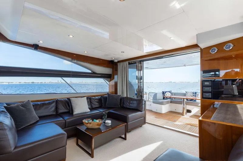 Slide: The Image of Luxurious interior of 2012 Princess 60 yacht with ocean view and elegant seating. - 21