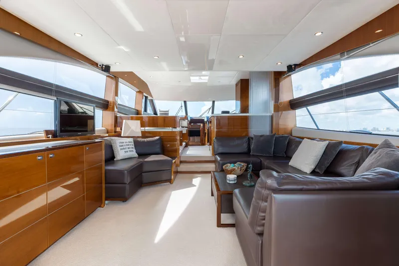 Slide: The Image of Luxurious interior of 2012 Princess 60 yacht with leather seating and modern design. - 18