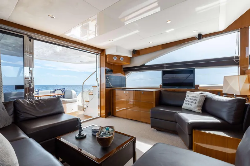 Slide: The Image of Luxurious interior of 2012 Princess 60 yacht with ocean view and modern furnishings. - 22