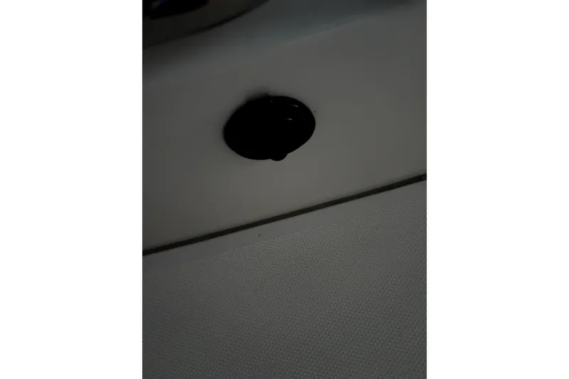 Slide: The Image of Close-up of a 2022 Boston Whaler 250 Dauntless boat detail, featuring a black fitting. - 15