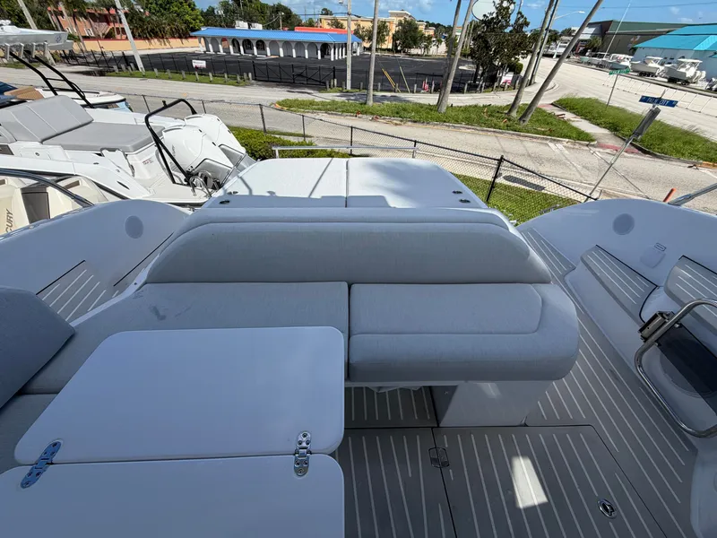 Slide: The Image of The image shows the deck of a 2027 Azimut A45 with sleek seating and a table. - 24