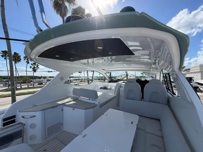 Slide: The Image of The image shows the cockpit of a 2027 Azimut A45 with modern seating and sleek design. - 21