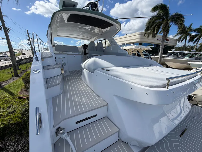 Slide: The Image of Azimut A45 2027: Luxurious motor yacht with spacious deck and sleek white upholstery. - 15