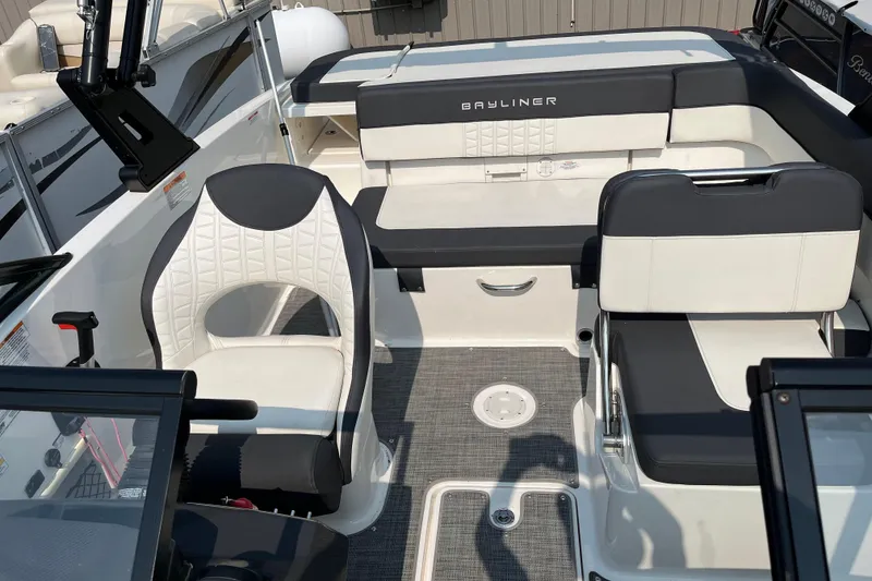Slide: The Image of 2022 Bayliner VR5 Bowrider I/O interior with stylish seating and modern design. - 10