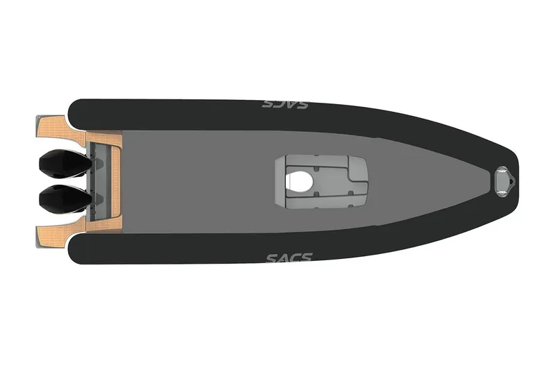 Slide: The Image of Manufacturer Provided Image: Top view of 2022 SACS Strider 900 boat with dual outboard motors. - 35