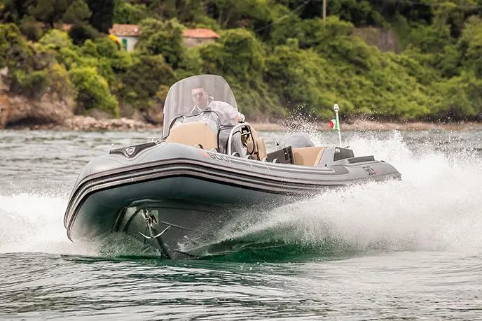 Slide: The Image of Manufacturer Provided Image: 2022 SACS Strider 900 speeding on water near lush coastline. - 24