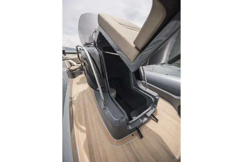 Slide: The Image of Manufacturer Provided Image: 2022 SACS Strider 900 boat with open storage compartment on deck. - 33