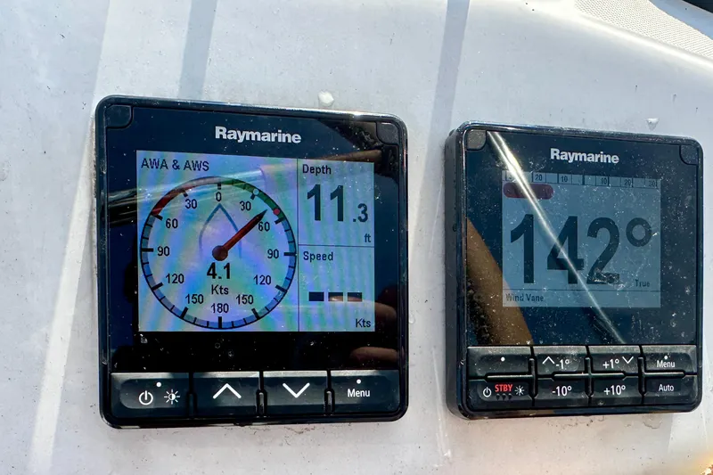 Slide: The Image of Raymarine navigation displays on a 2010 Beneteau Oceanis 40 sailboat. - 32