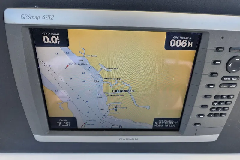 Slide: The Image of Garmin GPSmap 4212 displaying nautical chart on a 2002 Regulator 26 Center Console boat. - 22