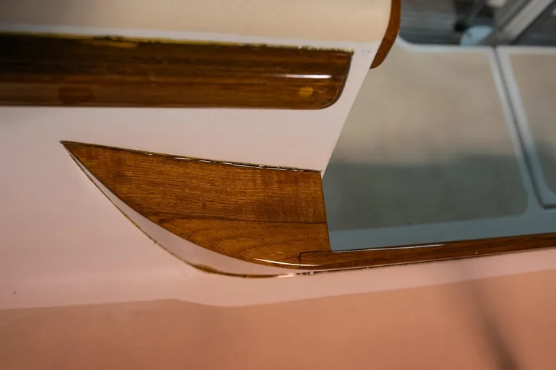 Slide: The Image of Polished wood detail on 1981 Morris Yachts Leigh 30 interior. - 7