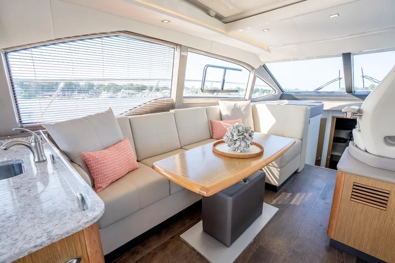 Slide: The Image of Luxurious interior of 2017 Sea Ray Sundancer 460 yacht with elegant seating and decor. - 34