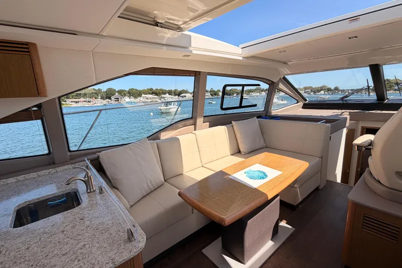 Slide: The Image of Luxurious interior of 2017 Sea Ray Sundancer 460 yacht with scenic ocean view. - 16